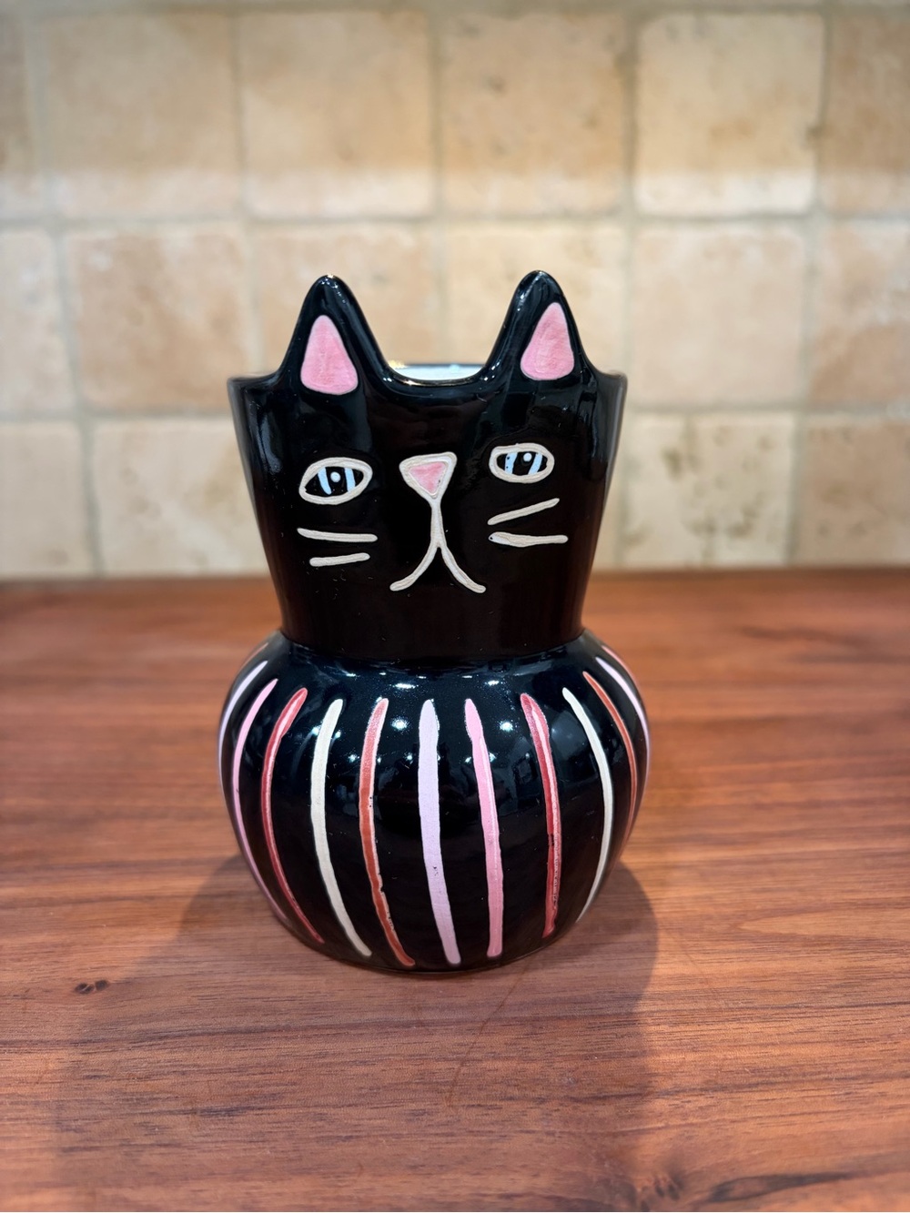 Threshold Target Black Ceramic Family Cat Planter Vase Halloween Decor - 7”